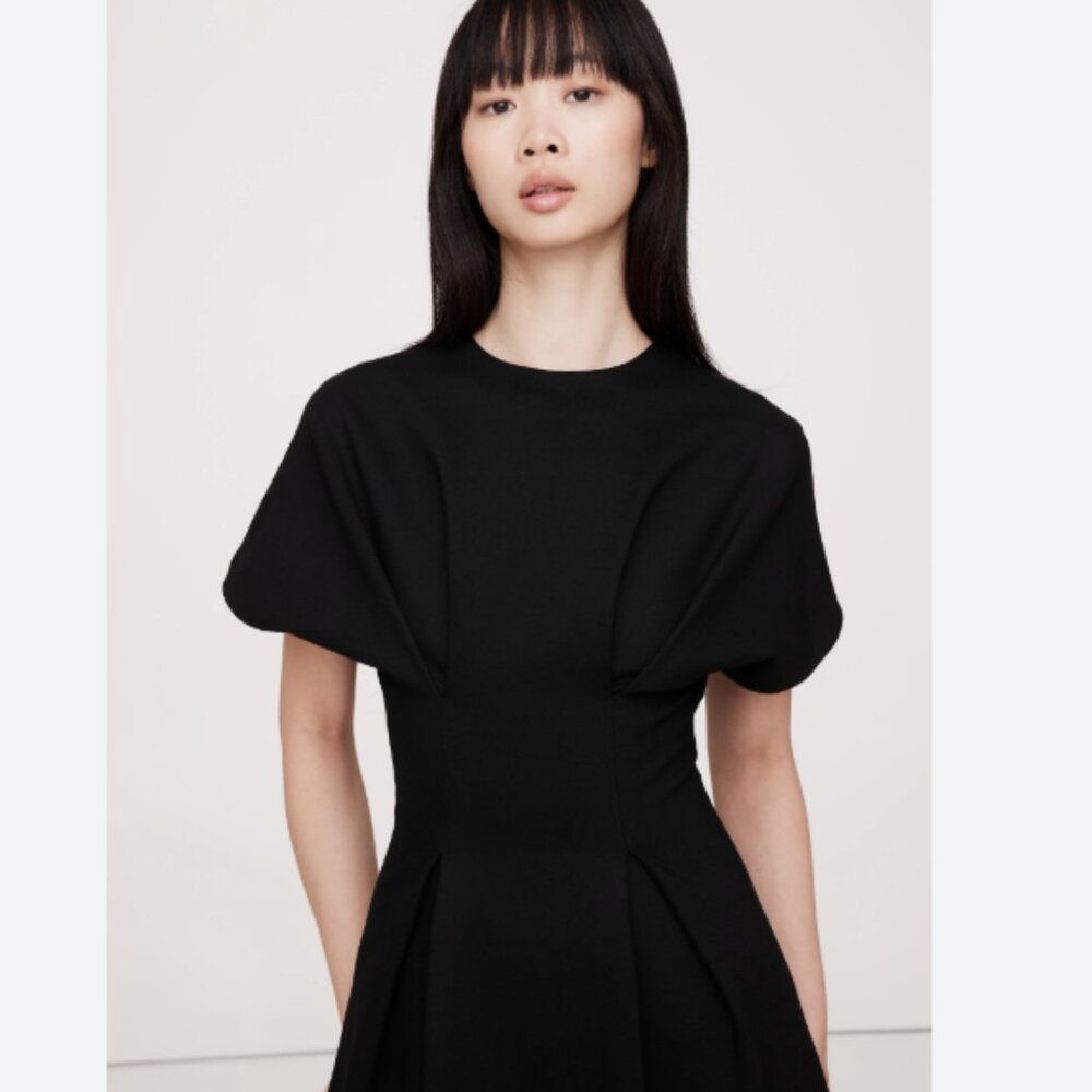 Banana Republic Everywhere Ponte Seamed Midi Dress, Black, Size S